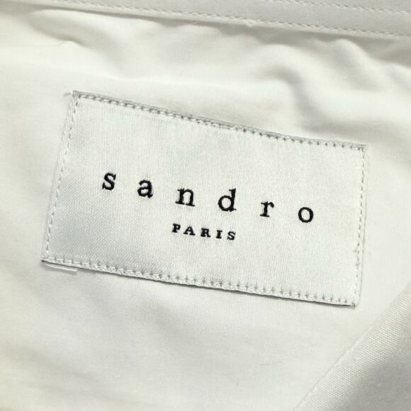 Sandro Paris NEW w Tags $195 Blouse Top Sz 39 EU/8 US Crisp White Classic Preppy - Picture 7 of 10
